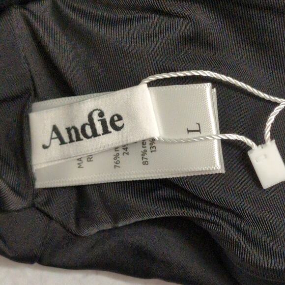 Andie Belmar Top Black Bikini Swimwear Bathing Suit Twisted V Neck Size L New - Picture 5 of 10